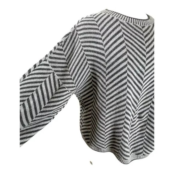 Garnet Hill Sweater S Pima Cotton Baby Alpaca Chevron Slouchy Drop Shoulder - Picture 6 of 12